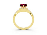 Yellow gold Heart Cut Garnet  Halo Twist Band Solitaire Prong Setting Ring_27