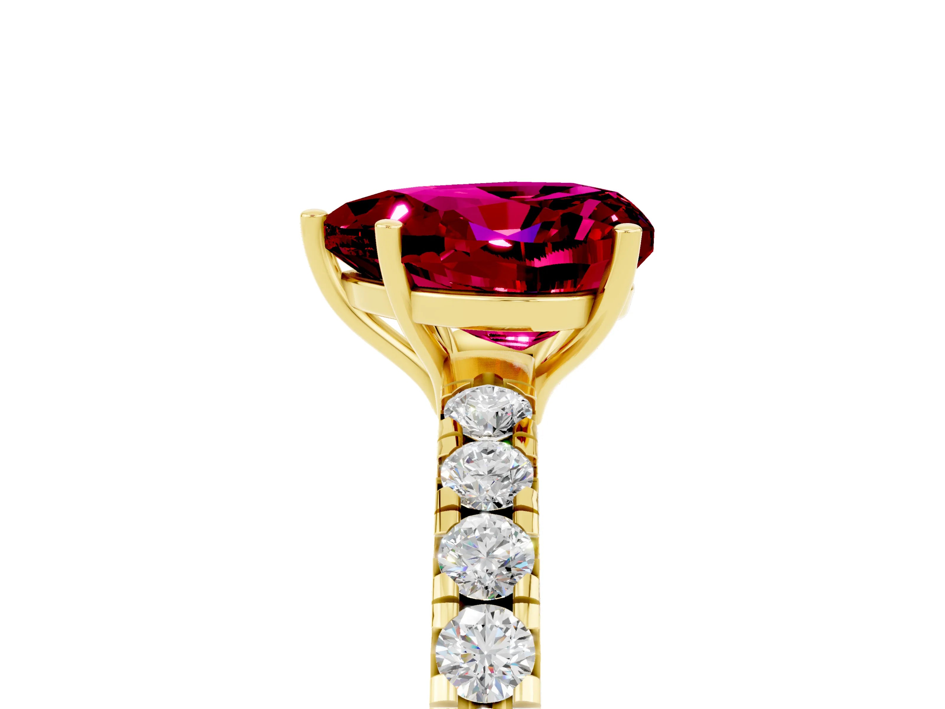 Yellow gold Heart Cut Garnet Pavé Solitaire Engagement Ring with Four-Prong Setting_17