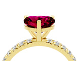 Yellow gold Heart Cut Garnet Pavé Solitaire Ring with Round Band and Prong Setting_28