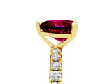 Yellow gold Heart Cut Garnet Pavé Solitaire Ring with Round Band and Prong Setting_29