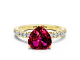 Yellow gold Heart Cut Garnet Pave Band Solitaire Ring with Four-Prong Setting_24