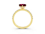 Yellow gold Heart Cut Garnet Pave Band Solitaire Ring with Four-Prong Setting_27