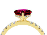 Yellow gold Heart Cut Garnet Pave Band Solitaire Ring with Four-Prong Setting_28