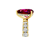 Yellow gold Heart Cut Garnet Pave Band Solitaire Ring with Four-Prong Setting_29