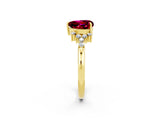 Yellow gold Heart Cut Garnet Ring with Side Stones and Four-Prong Setting_38