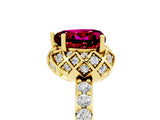 Yellow gold Heart Cut Garnet Scalloped Halo Engagement Ring with Round Shared Prong Band_29