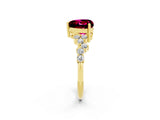Yellow gold Heart Cut Garnet Scattered Round Accent Ring with Prong Setting_14