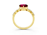 Yellow gold Heart Cut Garnet Scattered Round Accent Ring with Prong Setting_15
