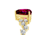 Yellow gold Heart Cut Garnet Scattered Round Accent Ring with Prong Setting_17
