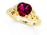 Yellow gold Heart Cut Garnet Solitaire Celtic Knot Ring with Four-Prong Setting_13
