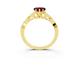 Yellow gold Heart Cut Garnet Solitaire Celtic Knot Ring with Four-Prong Setting_15