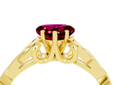 Yellow gold Heart Cut Garnet Solitaire Celtic Knot Ring with Four-Prong Setting_16