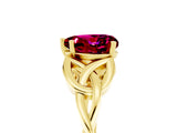 Yellow gold Heart Cut Garnet Solitaire Celtic Knot Ring with Four-Prong Setting_17