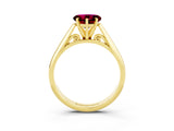 Yellow gold Heart Cut Garnet Solitaire Engagement Ring with Cathedral Setting and Four-Prong Mount_27