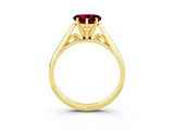 Yellow gold Heart Cut Garnet Solitaire Engagement Ring with Cathedral Setting and Four-Prong Mount_33