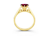 Yellow gold Heart Cut Garnet Solitaire Engagement Ring with Cathedral Setting and Four-Prong Mount_69