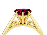 Yellow gold Heart Cut Garnet Solitaire Engagement Ring with Cathedral Setting and Four-Prong Mount_70