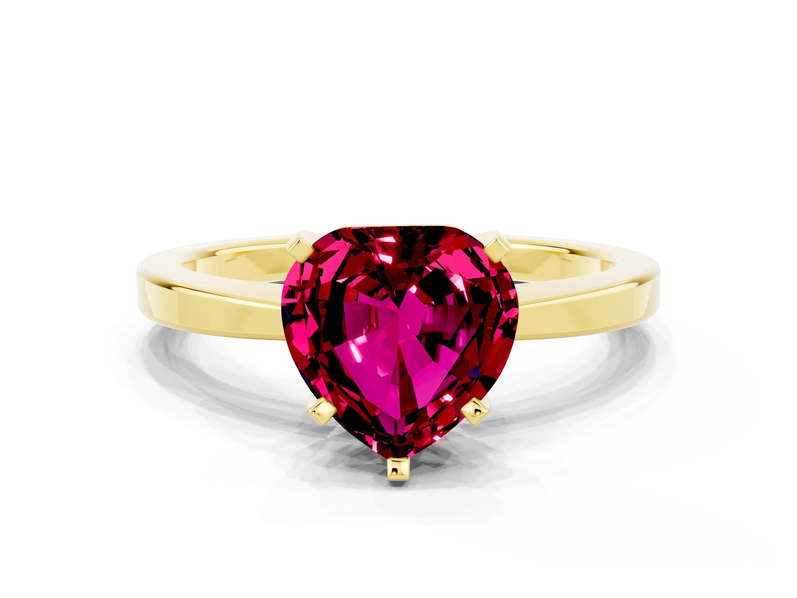 Yellow gold Heart Cut Garnet Solitaire Engagement Ring with Classic Band and Four-Prong Setting_24