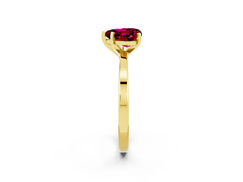 Yellow gold Heart Cut Garnet Solitaire Engagement Ring with Classic Band and Four-Prong Setting_26