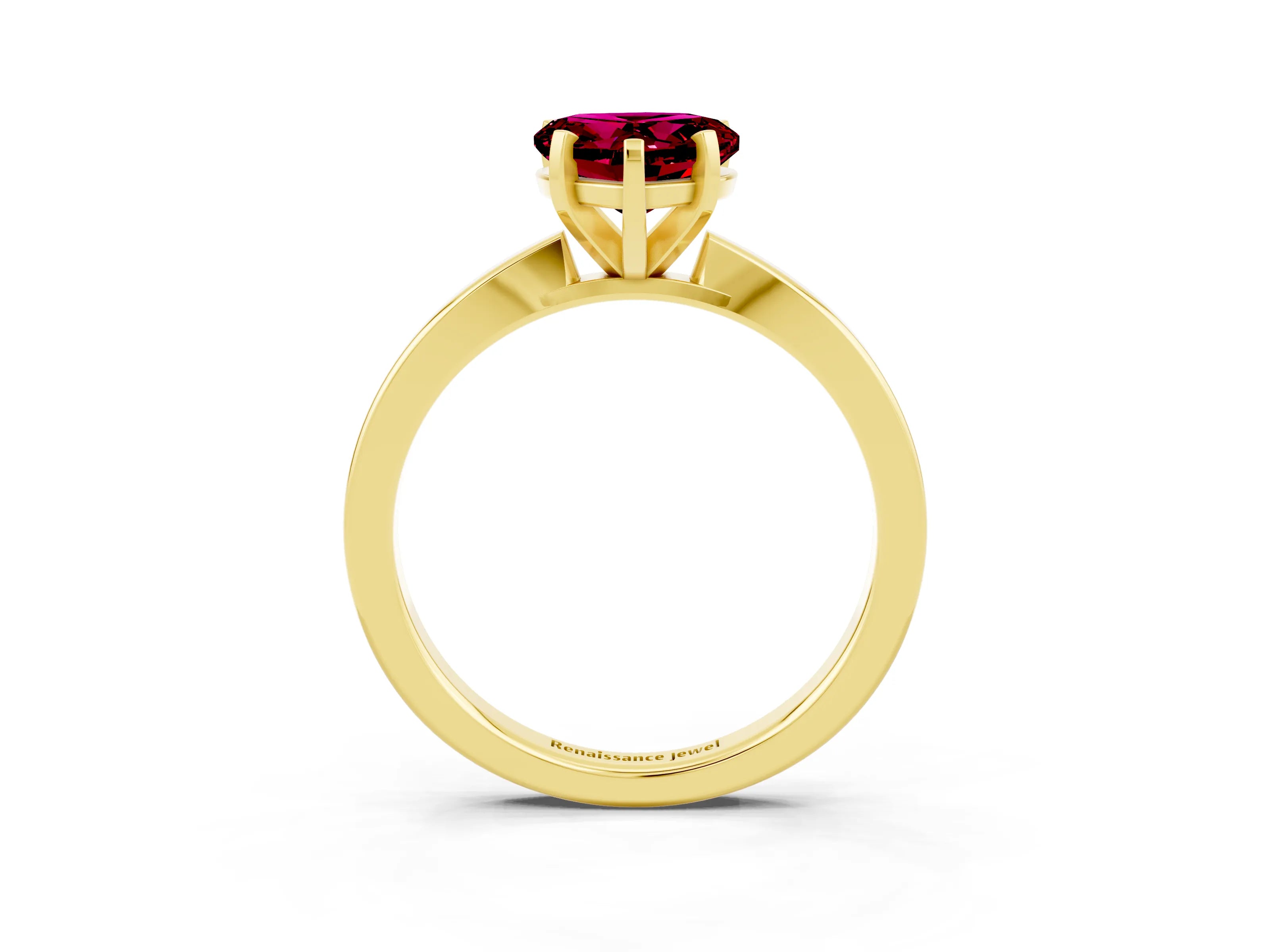 Yellow gold Heart Cut Garnet Solitaire Engagement Ring with Classic Band and Four-Prong Setting_27