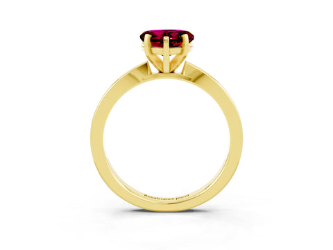 Yellow gold Heart Cut Garnet Solitaire Engagement Ring with Classic Band and Four-Prong Setting_27