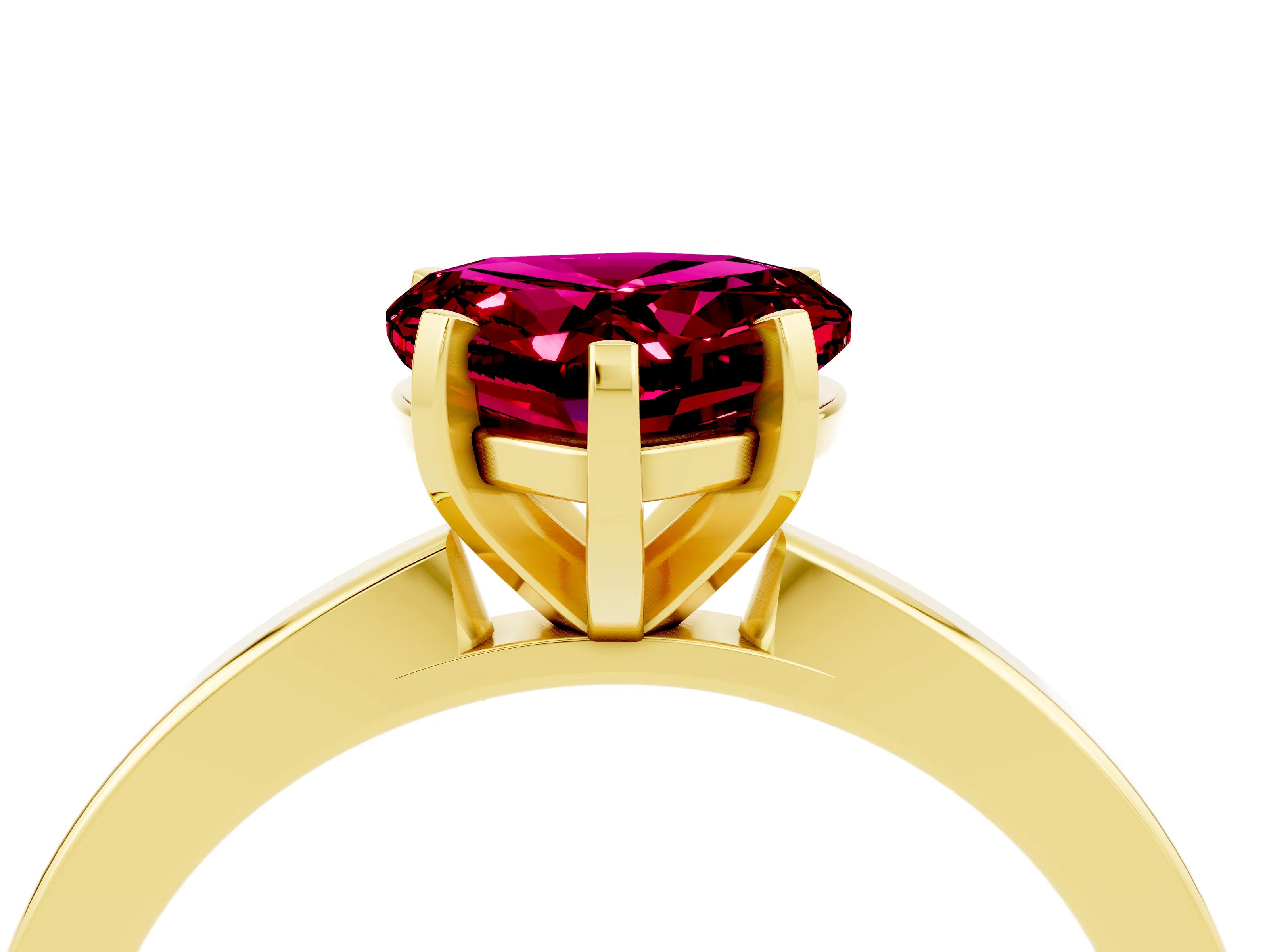 Yellow gold Heart Cut Garnet Solitaire Engagement Ring with Classic Band and Four-Prong Setting_28