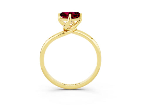 Yellow gold Heart Cut Garnet Solitaire Engagement Ring with Four-Prong Setting and Classic Band_15