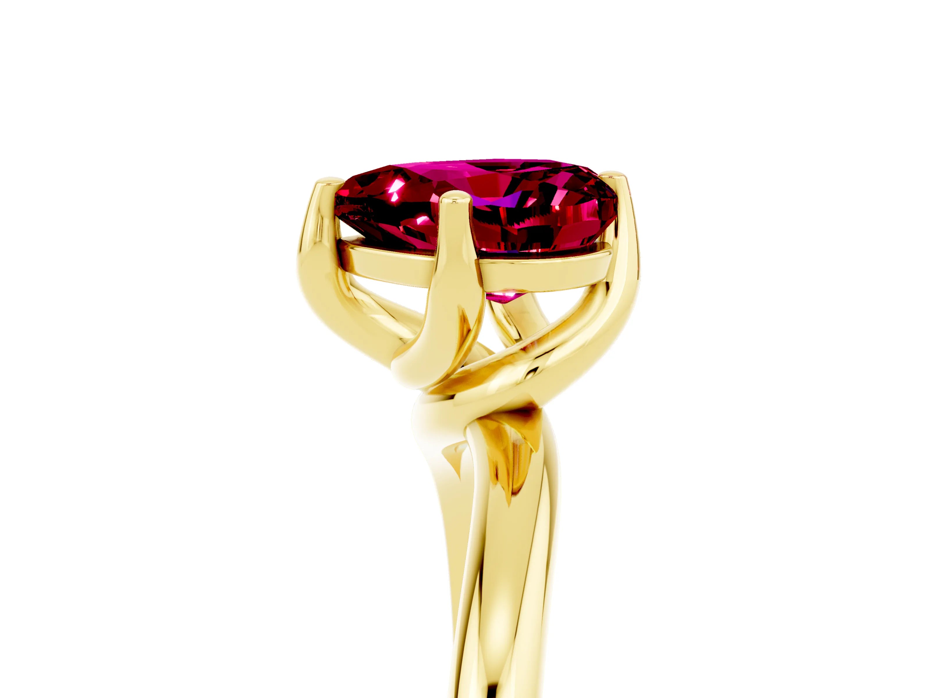 Yellow gold Heart Cut Garnet Solitaire Engagement Ring with Four-Prong Setting and Classic Band_17