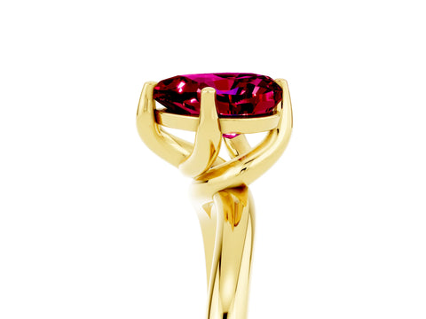 Yellow gold Heart Cut Garnet Solitaire Engagement Ring with Four-Prong Setting and Classic Band_17