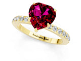 Yellow gold Heart Cut Garnet Solitaire Engagement Ring with Pavé Band and Four-Prong Setting_1