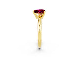 Yellow gold Heart Cut Garnet Solitaire Engagement Ring with Round Band and Four-Prong Setting_2