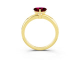 Yellow gold Heart Cut Garnet Solitaire Engagement Ring with Round Band and Four-Prong Setting_3
