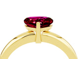 Yellow gold Heart Cut Garnet Solitaire Engagement Ring with Round Band and Four-Prong Setting_4