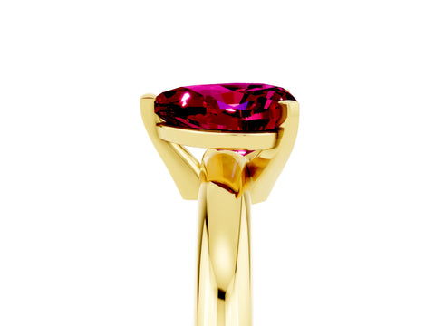 Yellow gold Heart Cut Garnet Solitaire Engagement Ring with Round Band and Four-Prong Setting_5