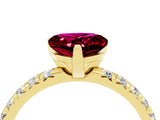Yellow gold Heart Cut Garnet Solitaire Pavé Engagement Ring with Round Band and Prong Setting_76