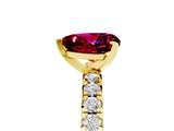 Yellow gold Heart Cut Garnet Solitaire Pavé Engagement Ring with Round Band and Prong Setting_77