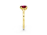 Yellow gold Heart Cut Garnet Solitaire Ring with Flower Prong Setting and Classic Band_38