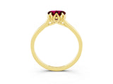 Yellow gold Heart Cut Garnet Solitaire Ring with Flower Prong Setting and Classic Band_39
