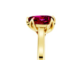 Yellow gold Heart Cut Garnet Solitaire Ring with Flower Prong Setting and Classic Band_41