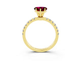 Yellow gold Heart Cut Garnet Solitaire Ring with Pavé Accents and Four-Prong Setting_3