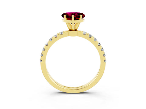 Yellow gold Heart Cut Garnet Solitaire Ring with Pavé Accents and Four-Prong Setting_3