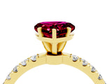 Yellow gold Heart Cut Garnet Solitaire Ring with Pavé Accents and Four-Prong Setting_4