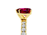 Yellow gold Heart Cut Garnet Solitaire Ring with Pavé Accents and Four-Prong Setting_5