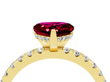 Yellow gold Heart Cut Garnet Solitaire Ring with Round  Pavé Band and Four-Prong Setting_40