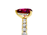 Yellow gold Heart Cut Garnet Solitaire Ring with Round  Pavé Band and Four-Prong Setting_41