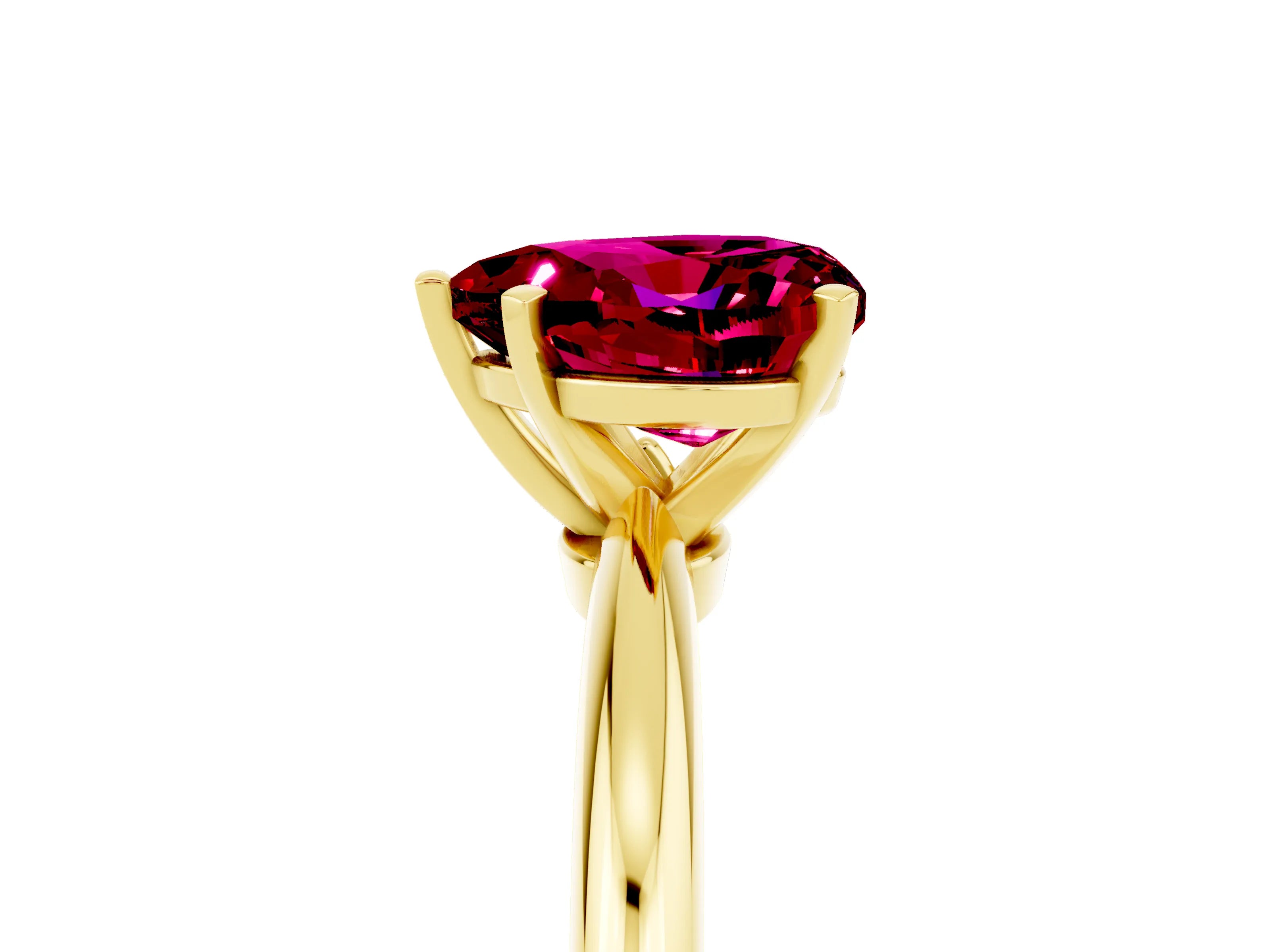 Yellow gold Heart Cut Garnet Solitaire Ring with Six-Prong Setting and Classic Band_5