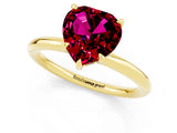 Yellow gold Heart Cut Garnet Solitaire Ring with Thin Band and Four-Prong Setting_1