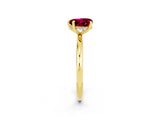Yellow gold Heart Cut Garnet Solitaire Ring with Thin Band and Four-Prong Setting_2