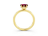Yellow gold Heart Cut Garnet Solitaire Ring with Thin Band and Four-Prong Setting_3