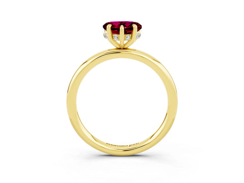 Yellow gold Heart Cut Garnet Solitaire Ring with Thin Band and Four-Prong Setting_3